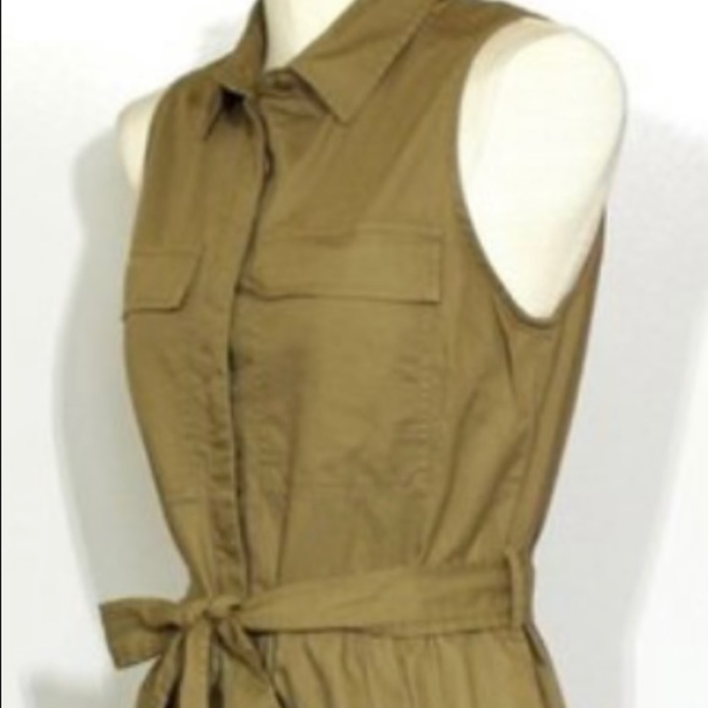 J. Crew Khaki Sleeveless Belted Dress